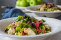 Greek salad with feta cheese, tuna and vegetables Royalty Free Stock Photo