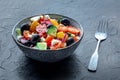 Greek salad. Fresh tomato and cucumber, bell pepper and Feta cheese Royalty Free Stock Photo