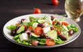 Greek salad with fresh vegetables, feta cheese and kalamata olives Royalty Free Stock Photo