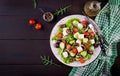 Greek salad with fresh vegetables, feta cheese and kalamata olives Royalty Free Stock Photo