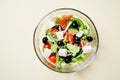 Greek salad in glass bowl Royalty Free Stock Photo