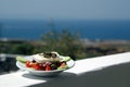 Greek salad Greek island scene Royalty Free Stock Photo