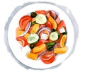 Greek salad. Hand drawn watercolor illustration isolated on white background