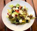 Greek salad lettuce, tomatoes, feta cheese, cucumbers, black olives Royalty Free Stock Photo