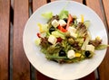 Greek salad lettuce, tomatoes, feta cheese, cucumbers, black olives Royalty Free Stock Photo