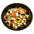 Greek salad plate in black Royalty Free Stock Photo