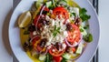 Greek Salad Plate On A Table Royalty Free Stock Photo