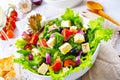 Greek salad with sheep`s cheese a delicious classic Royalty Free Stock Photo