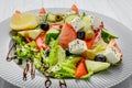 Greek salad with vegetables and spices tasty and healthy food Royalty Free Stock Photo