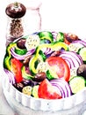 Greek salad watercolor