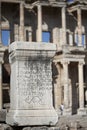 Greek script ancient letters on a rock in Ephesus Royalty Free Stock Photo