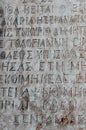 Greek script on the outside of the Serbian Orthodox Church, Szentendre, Hungary Royalty Free Stock Photo