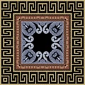 Greek seamless pattern with square frame. Vector ornamental background. Repeat ornate tribal backdrop. Ethnic floral ornament with Royalty Free Stock Photo