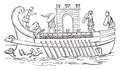 Greek ship, vintage illustration