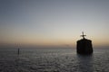 The greek ship wreckage in kish island at sunset Royalty Free Stock Photo