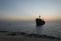 The greek ship wreckage in kish island Royalty Free Stock Photo