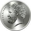 Greek silver coin 10 drachmas Democritus Royalty Free Stock Photo