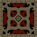 Greek square frames seamless pattern. Ornamental geometric background. Repeat plaid tartan backdrop. Ethnic style floral ornament Royalty Free Stock Photo