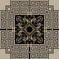 Greek square frames seamless pattern. Ornamental geometric background. Repeat plaid tartan backdrop. Vintage Baroque style floral Royalty Free Stock Photo