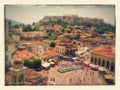 Greek square monastiraki acropolis Greece ancient times Royalty Free Stock Photo