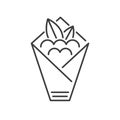 Greek street food, souvlaki or gyros in pita. Simple isolated flat icon in line style.
