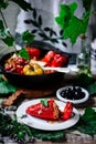 Greek stuffed peppers yemista...selective focus Royalty Free Stock Photo