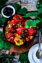 Greek stuffed peppers yemista...selective focus Royalty Free Stock Photo