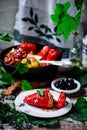 Greek stuffed peppers yemista...selective focus Royalty Free Stock Photo