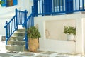 Greek style blue staircase 2 Royalty Free Stock Photo