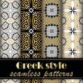 Greek style elegant seamless patterns set. Vector trendy backgrounds. Repeat Deco backdrop. Patterns collection. Geometric Royalty Free Stock Photo