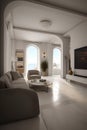 Greek style interior of living room in modern luxury house Royalty Free Stock Photo