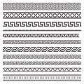 Greek style seamless frames. Geometric border set. Vector ornament pattern. Mediterranean decor elements.