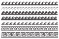Greek style seamless frames. Geometric border set. Vector ornament pattern. Mediterranean decor elements with waves
