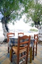 Greek taverna chairs table Antiparos Island