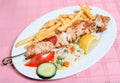 Greek taverna chicken souvlaki kebab