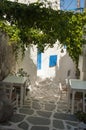 Greek taverna on the narrow streets Royalty Free Stock Photo