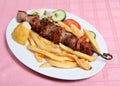 Greek taverna pork souvlaki skewer