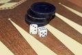 Greek tavli or backgammon - board game with dice and checkers Royalty Free Stock Photo