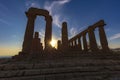 Greek temple of juno at sunset Royalty Free Stock Photo