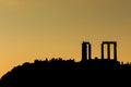 Greek temple of Poseidon at sunset, Cape Sounio Royalty Free Stock Photo