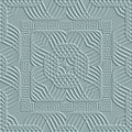 Greek textured 3d seamless pattern. Vector emboss ornamental background. Greek key meander square frames, borders. Line art