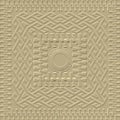 Greek textured 3d seamless pattern. Vector embossed background. Geometric emboss 3d ornament. Greek key meanders surface frames,