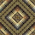 Greek textured 3d vector seamless pattern. Ornamental geometric ethnic tribal style background. Colorful abstract