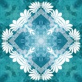 Greek textured vector seamless pattern. Repeat light blue floral background. Greek key, meanders, frame. Flowers ornaments.