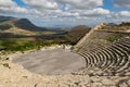Greek Theater of Segesta Teatro di Segesta in a sunny day in Sicily Royalty Free Stock Photo