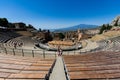 Greek theater in Taormina with the Etna volcano in the background Royalty Free Stock Photo