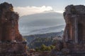 Greek Theatre and Mount Etna, Taormina Royalty Free Stock Photo