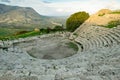 Greek Theatre of Segesta, ruins of ancient monument, Sicily Royalty Free Stock Photo