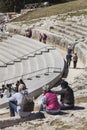 Greek Theatre of Syracuse, Italy. Tourists in the stands