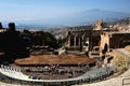 Greek theatre in Taormina and the volcano Etna Royalty Free Stock Photo